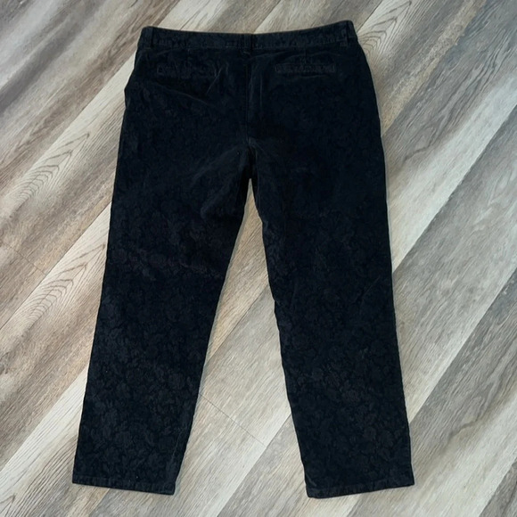 Talbots Signature Button Fly Floral Embossed Black Velvet Feel Chinos Size 16P - Picture 6 of 10